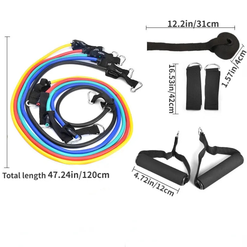 Resistance Band Full Kit 11pcs — Ankle Strap, Chest Expander & More